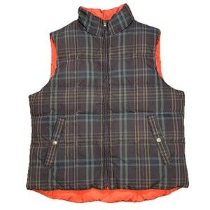 LRL Ralph Lauren Down Quilted Puffer Vest Plaid Reversible Women's Size Large